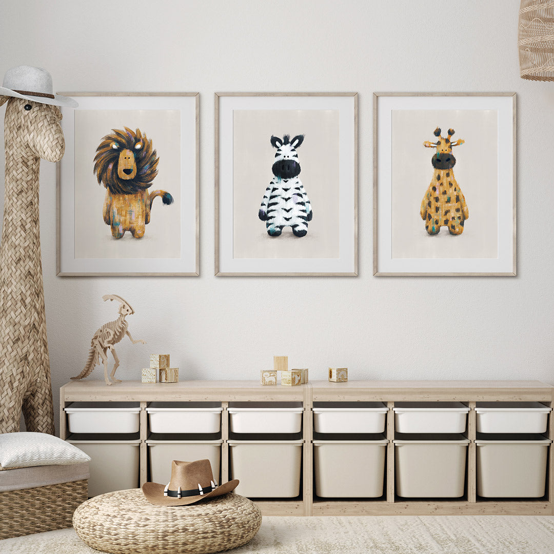 Neutral Safari Animals Nursery Prints Set of 3