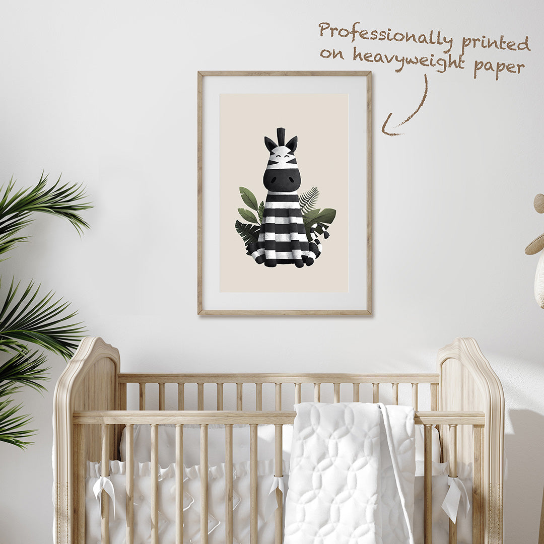 Scandi Zebra Safari Nursery Print