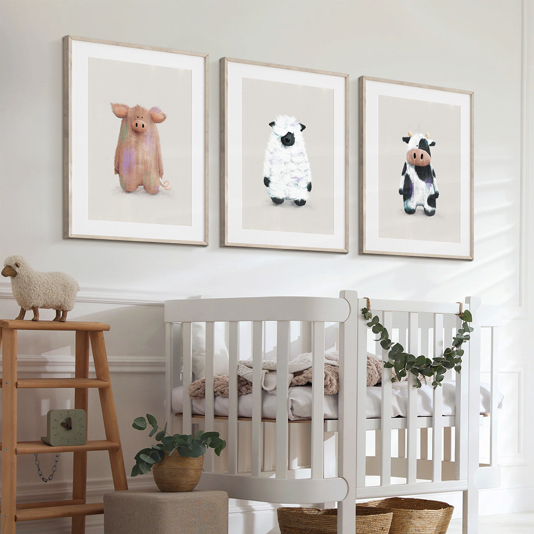 Farmyard Animals Nursery Prints Set of 3