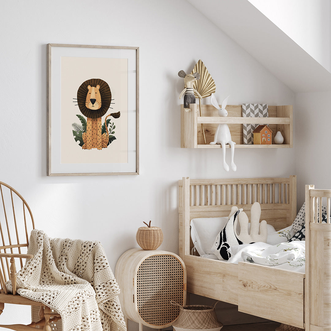 Scandi Lion Safari Nursery Print