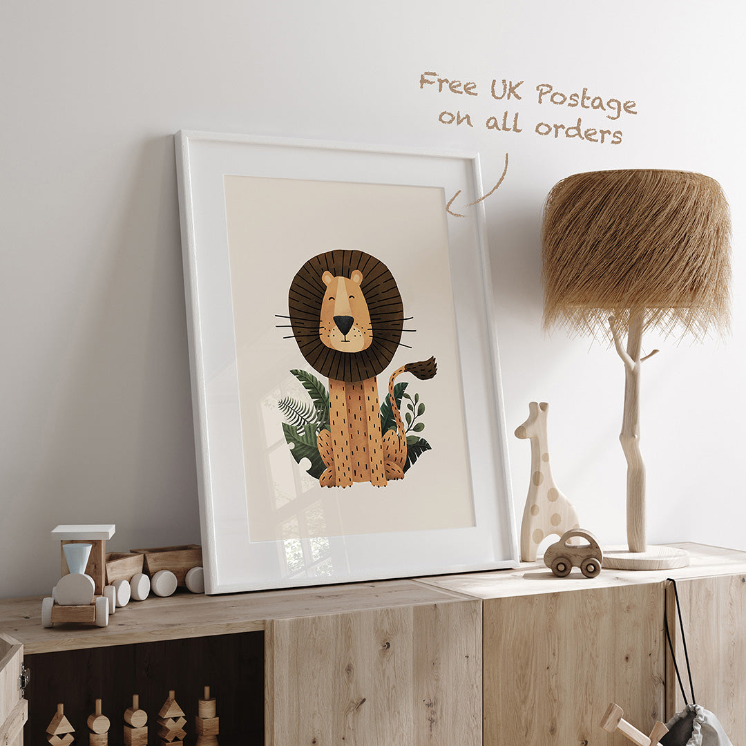 Scandi Safari Animals Nursery Prints Set of 4