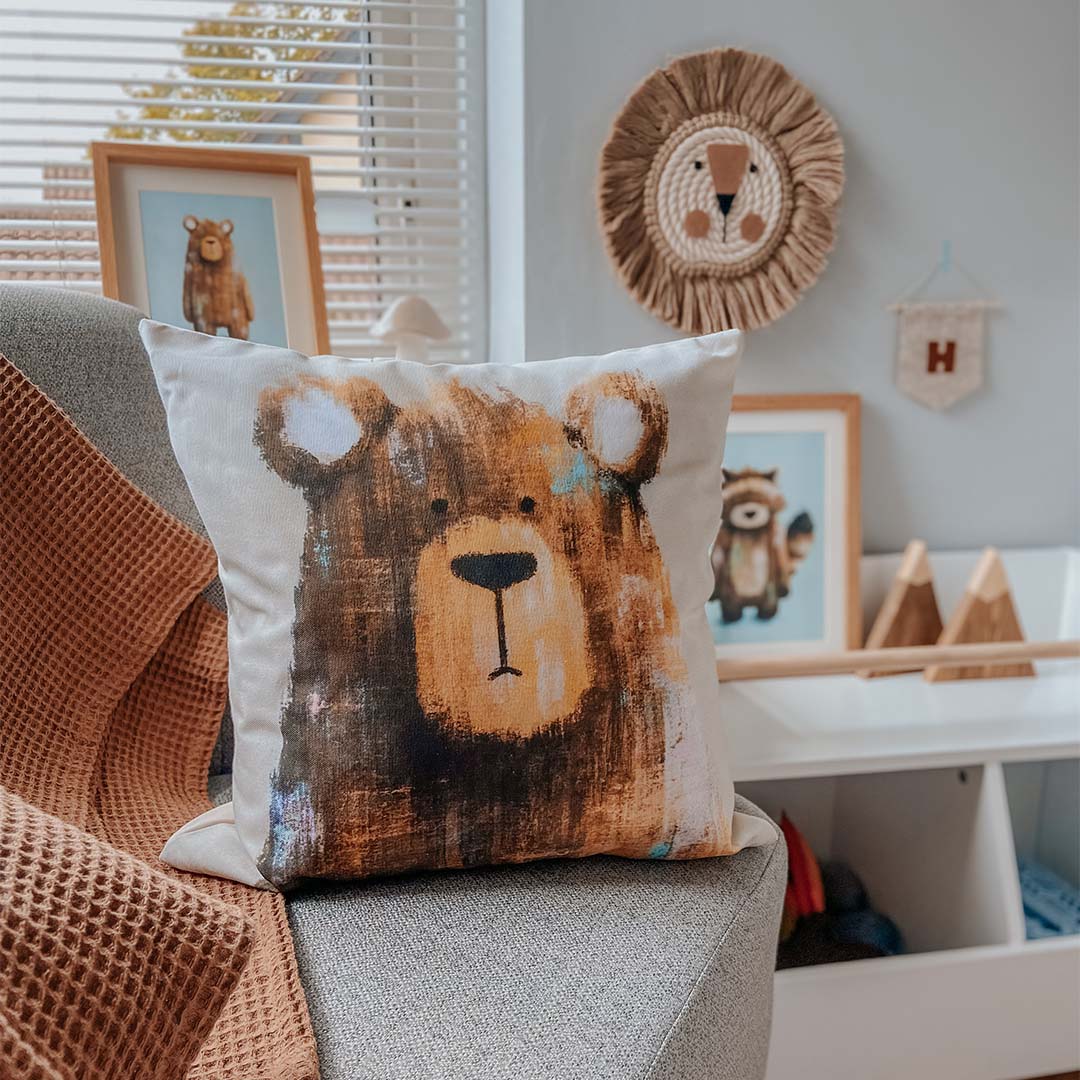 Woodland Bear Nursery Cushion Cover