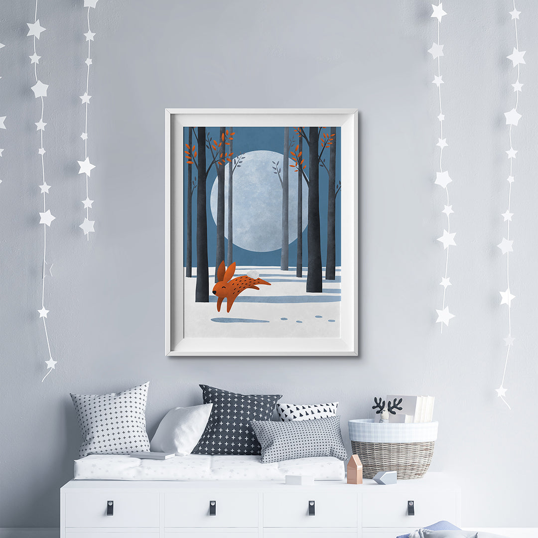 Moon Bunny Scandi Nursery Print