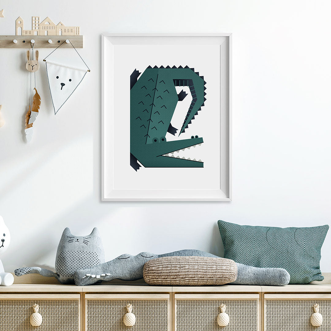 Minimal Crocodile Safari Nursery Print