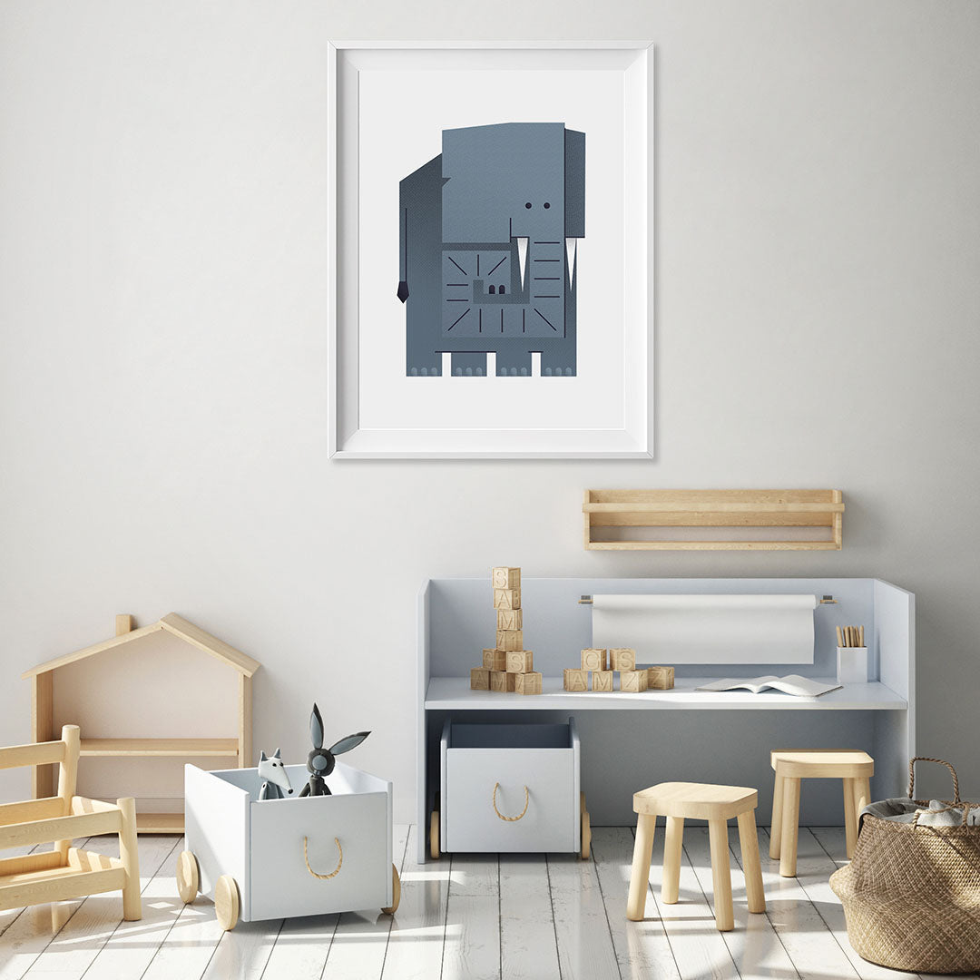 Minimal Elephant Safari Nursery Print