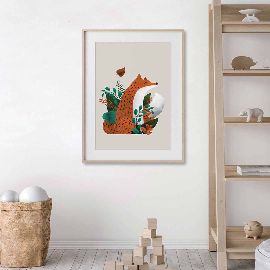 Neutral Fox & Hare Scandi Woodland Animals Nursery Prints Set of 2