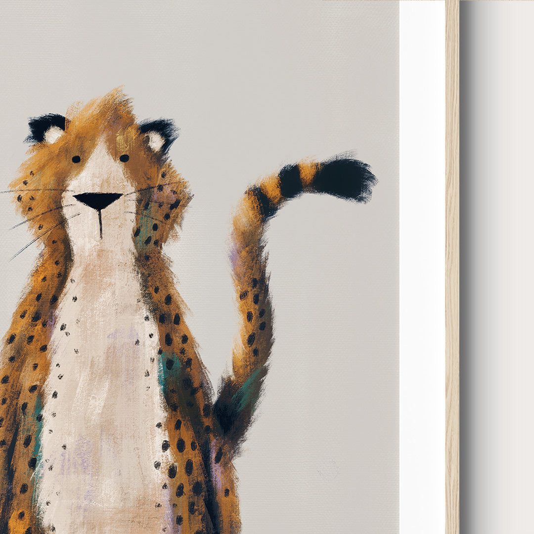 Neutral Safari Cheetah Childrens Nursery Print