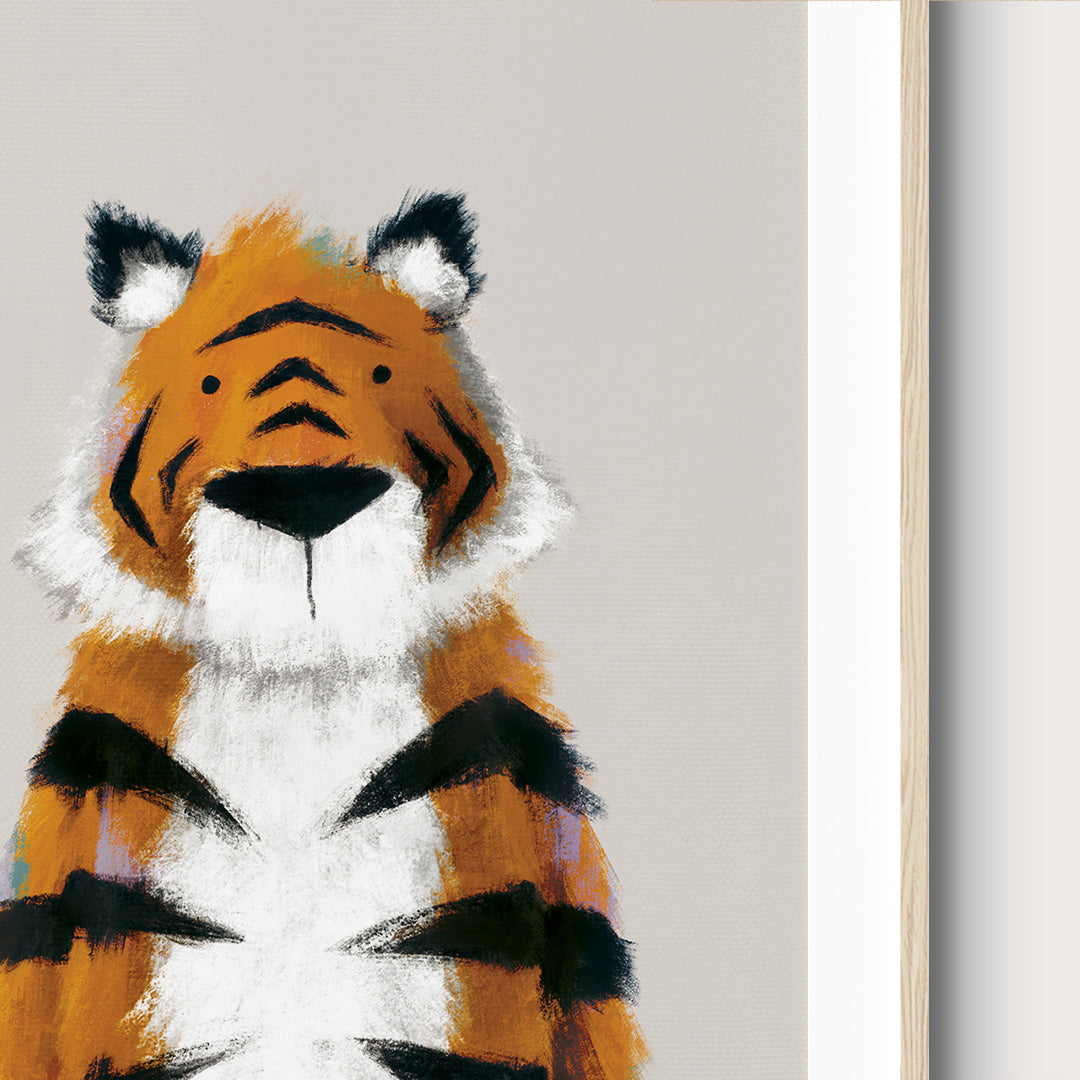 Neutral Jungle Tiger Childrens Nursery Print