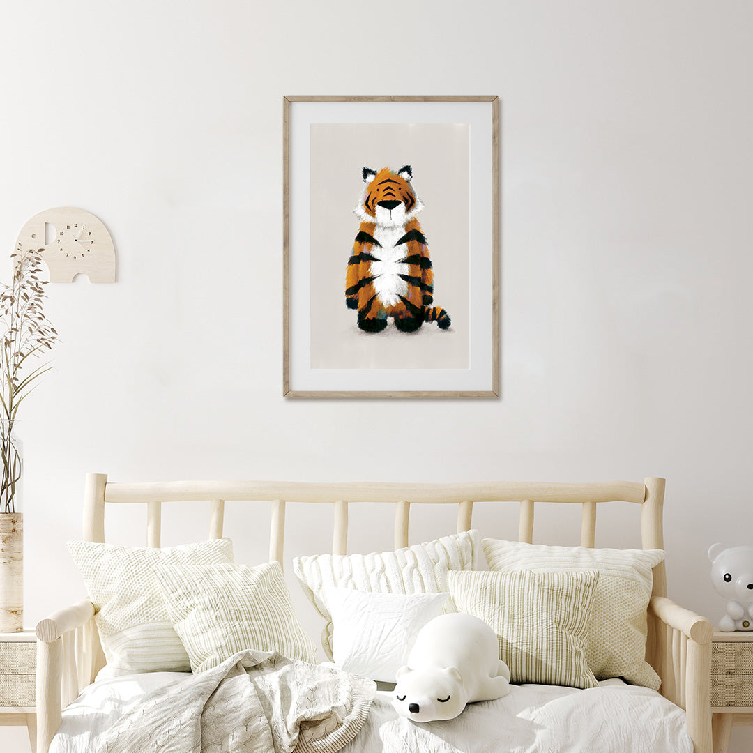 Neutral Jungle Tiger Childrens Nursery Print
