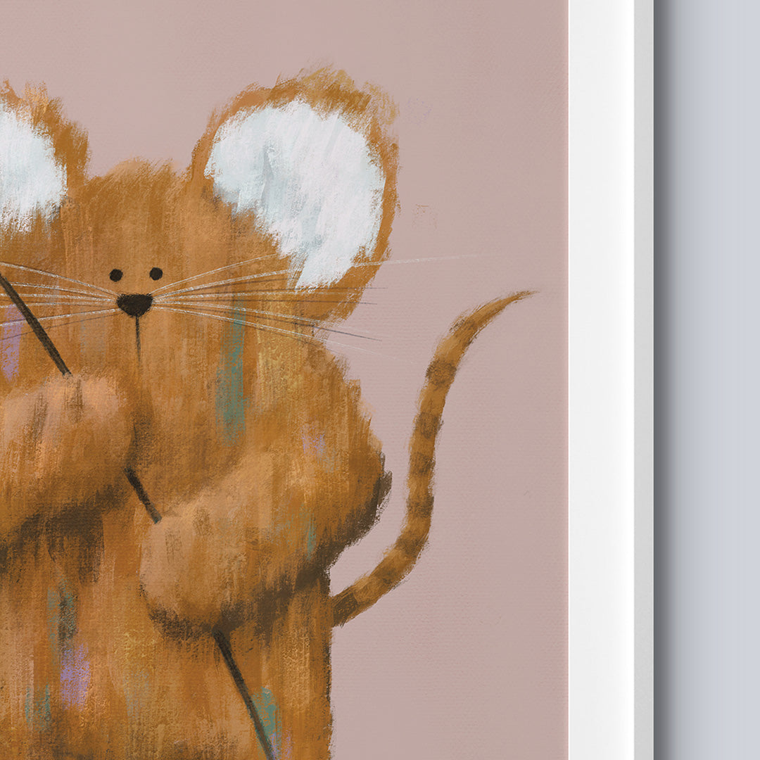 Pink Woodland Mouse Nursery Print