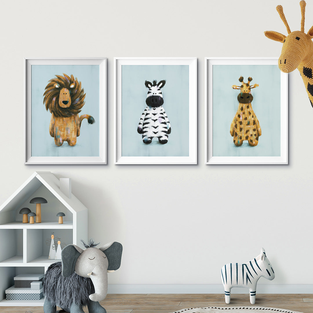 Safari Animals Set of 3 Nursery Prints