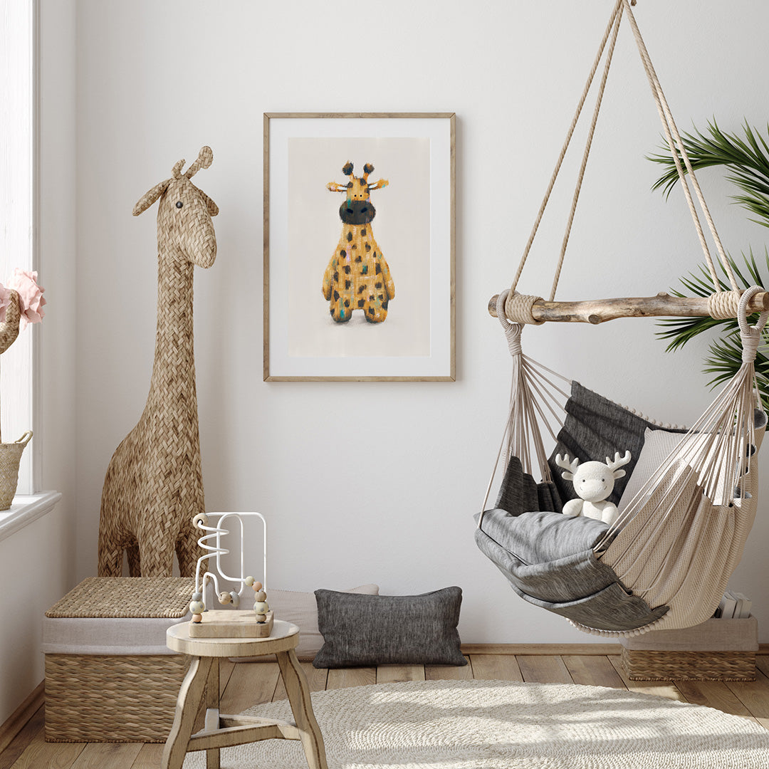 Neutral Giraffe Safari Nursery Print