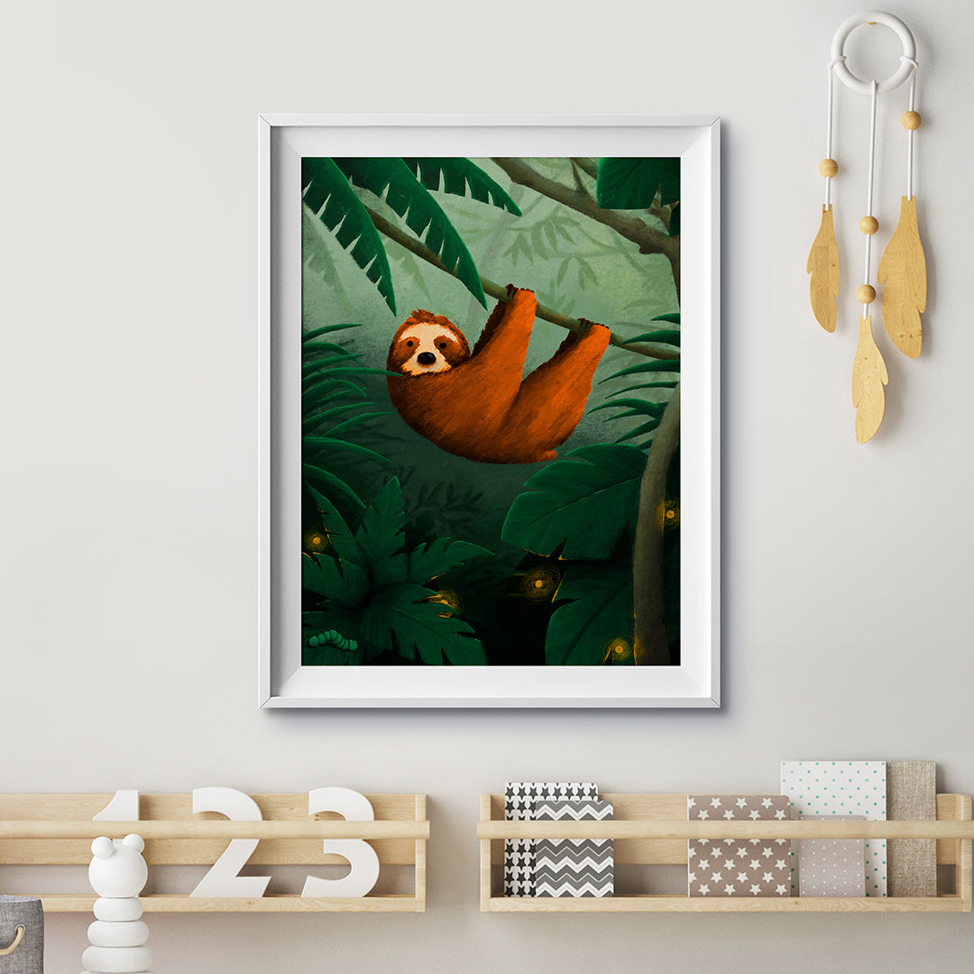 Jungle Sloth Nursery Print