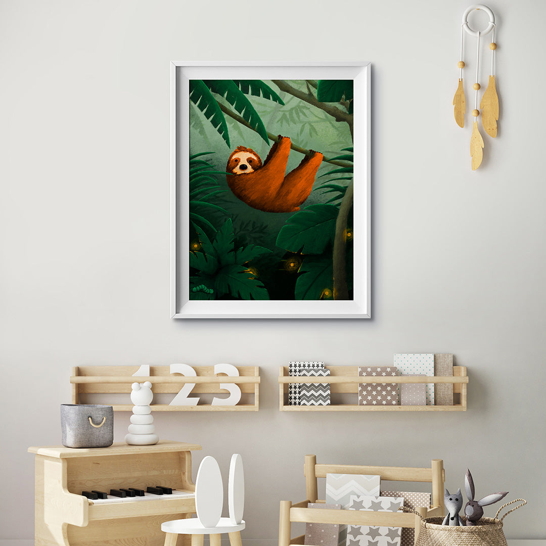 Jungle Sloth Nursery Print