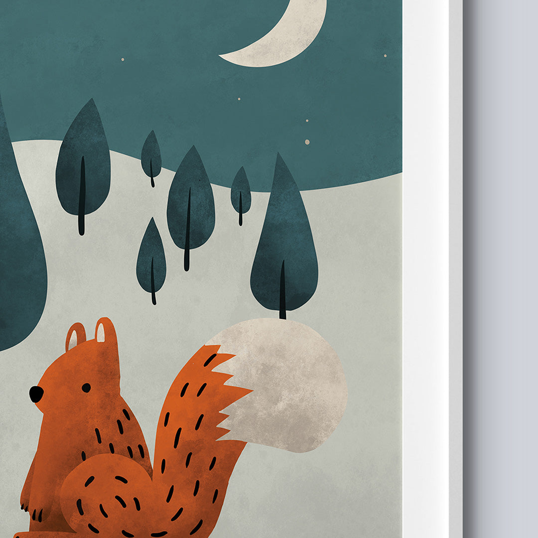 Scandi Squirrel Nursery Print