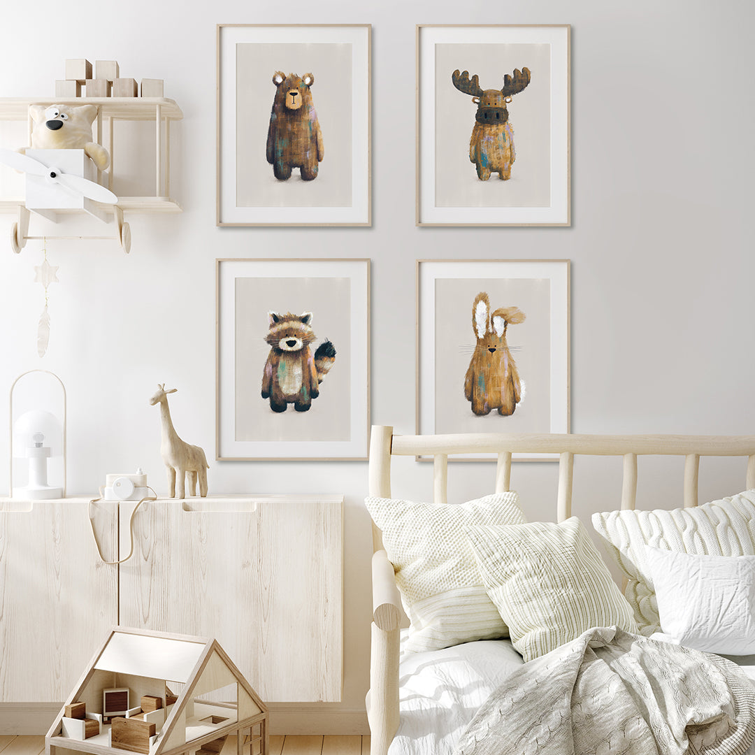 Neutral Woodland Nursery Prints Set of 4