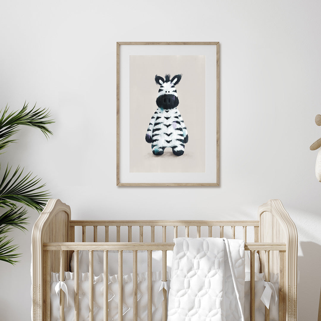 Neutral Safari Zebra Nursery Print