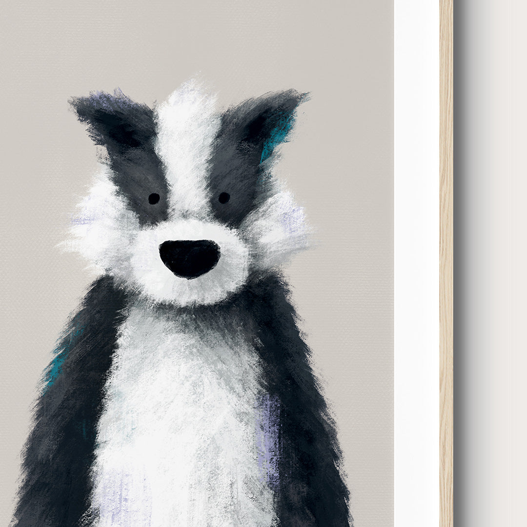 Woodland Badger Childrens Nursery Print