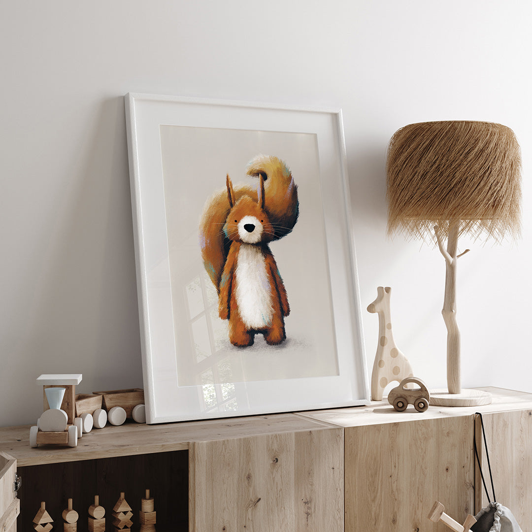 Woodland Squirrel Childrens Nursery Print