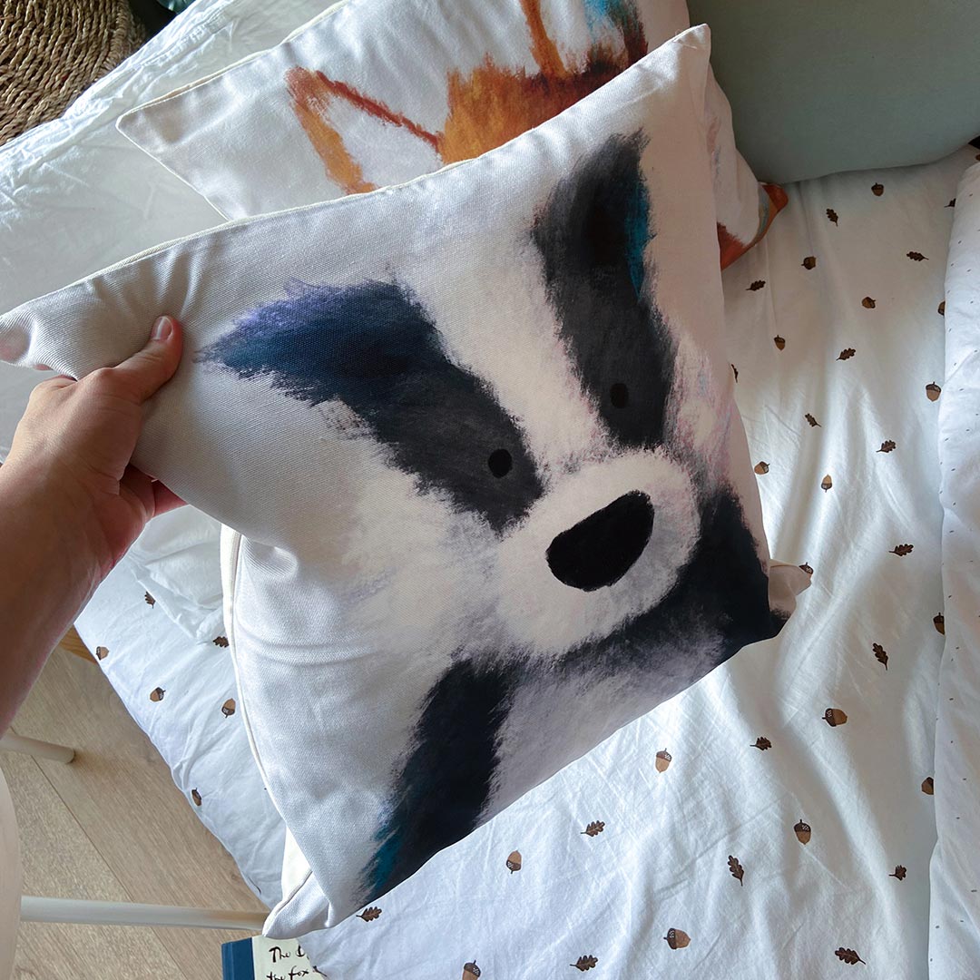 Woodland Badger Nursery Cushion Cover