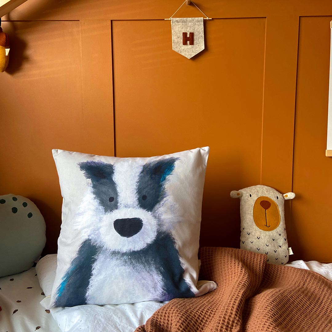 Woodland Badger Nursery Cushion Cover