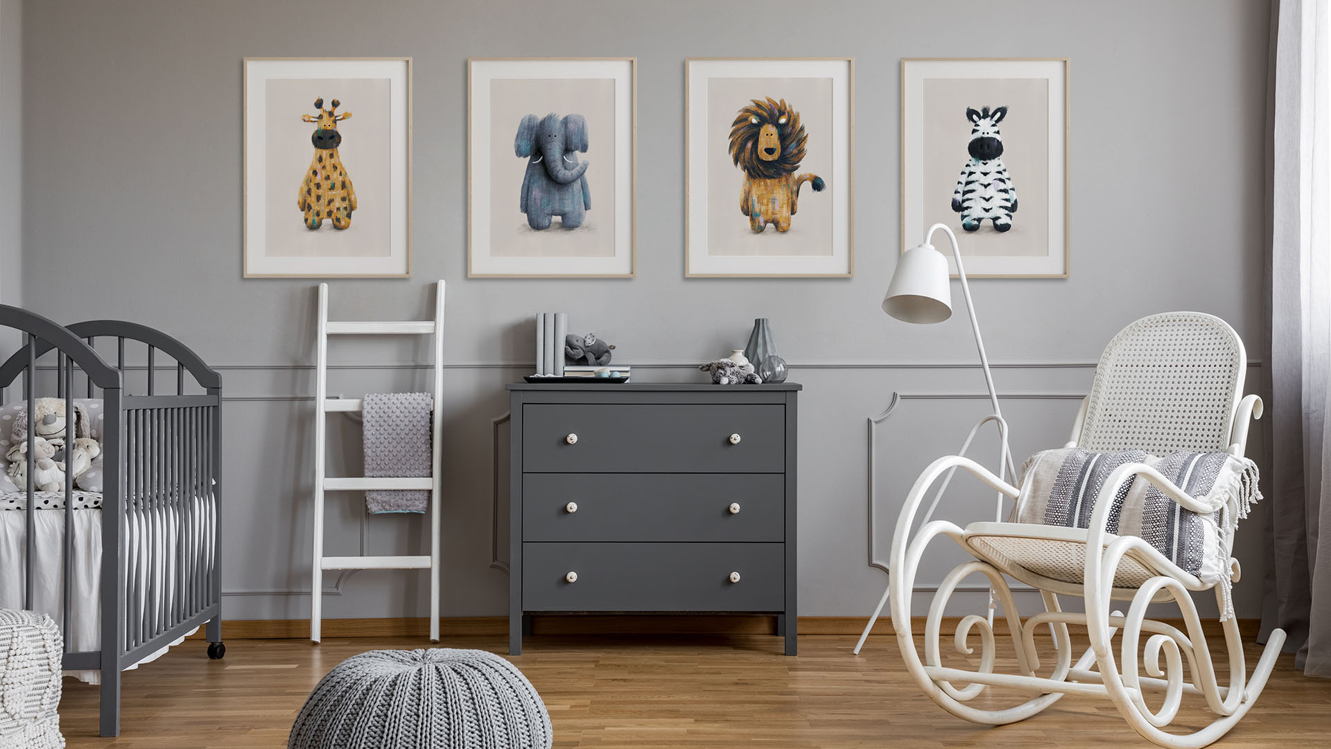 Children's safari theme nursery prints