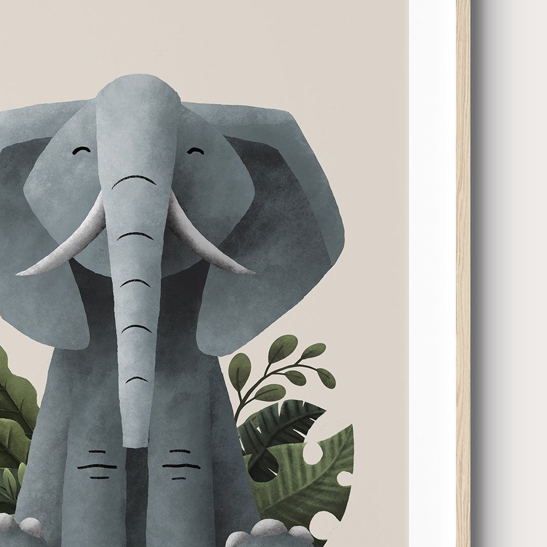 Scandi Elephant Safari Nursery Print