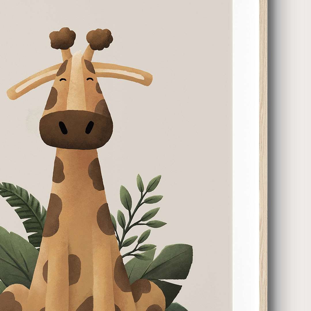 Scandi Giraffe Safari Nursery Print