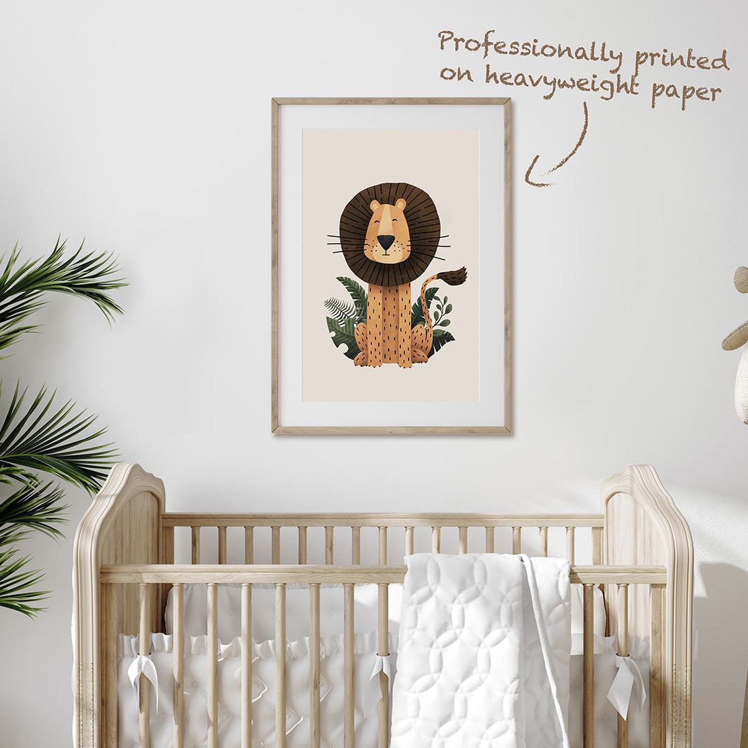 Scandi Lion Safari Nursery Print