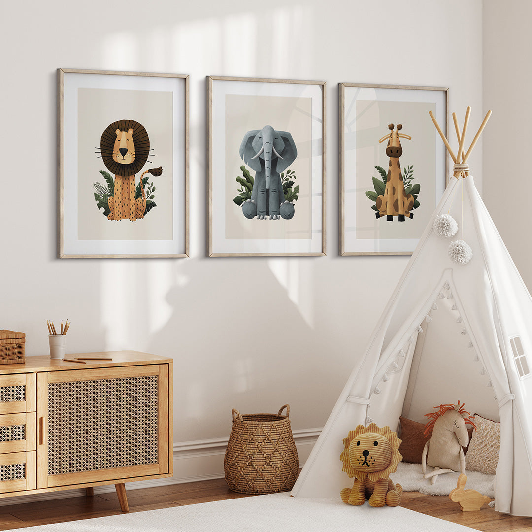 Scandi Safari Nursery Prints set of 3