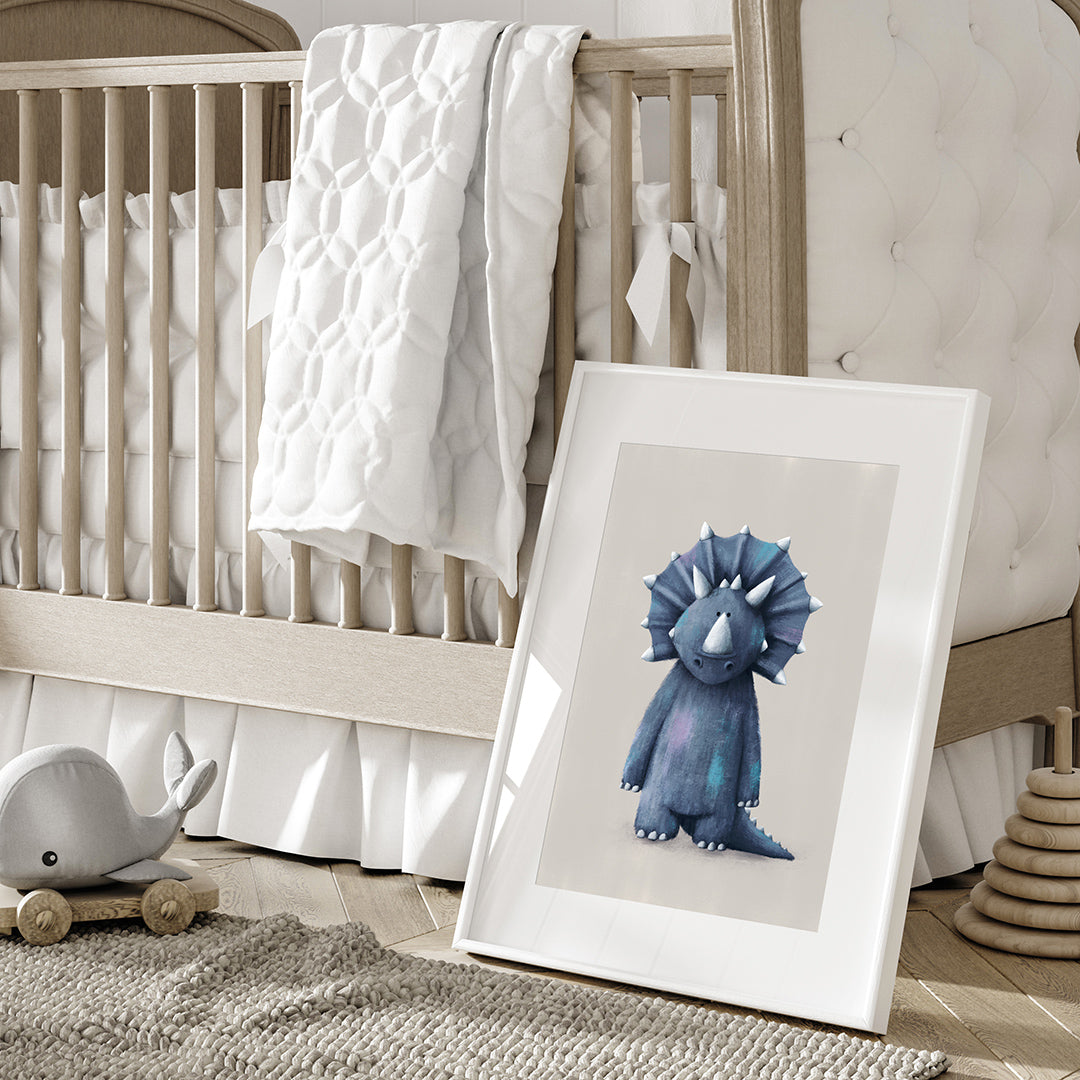 Fiver Friday - Triceratops Dinosaur Nursery Print A4