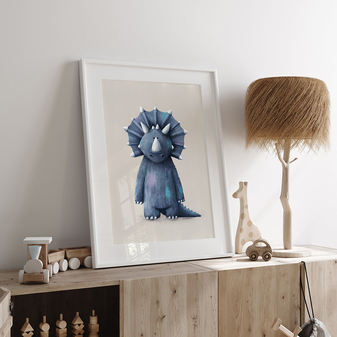 Triceratops Dinosaur Nursery Print