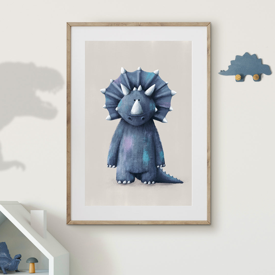 Triceratops Dinosaur Nursery Print