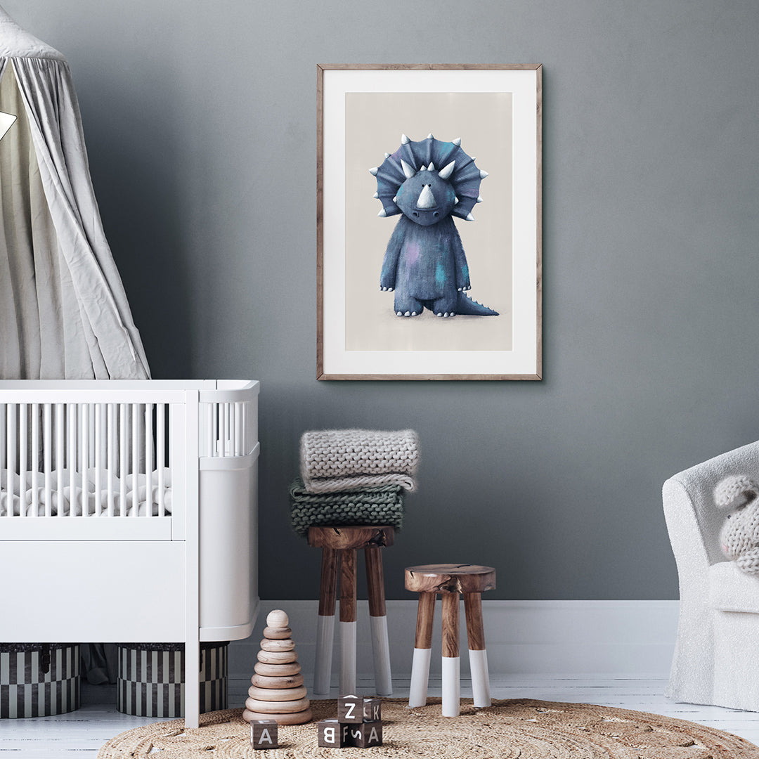 Fiver Friday - Triceratops Dinosaur Nursery Print A4