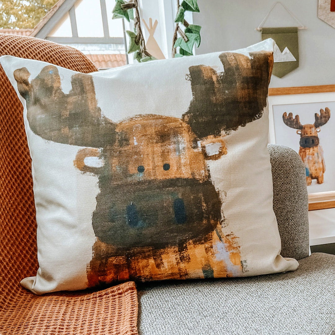 Woodland Moose Nursery Cushion Cover