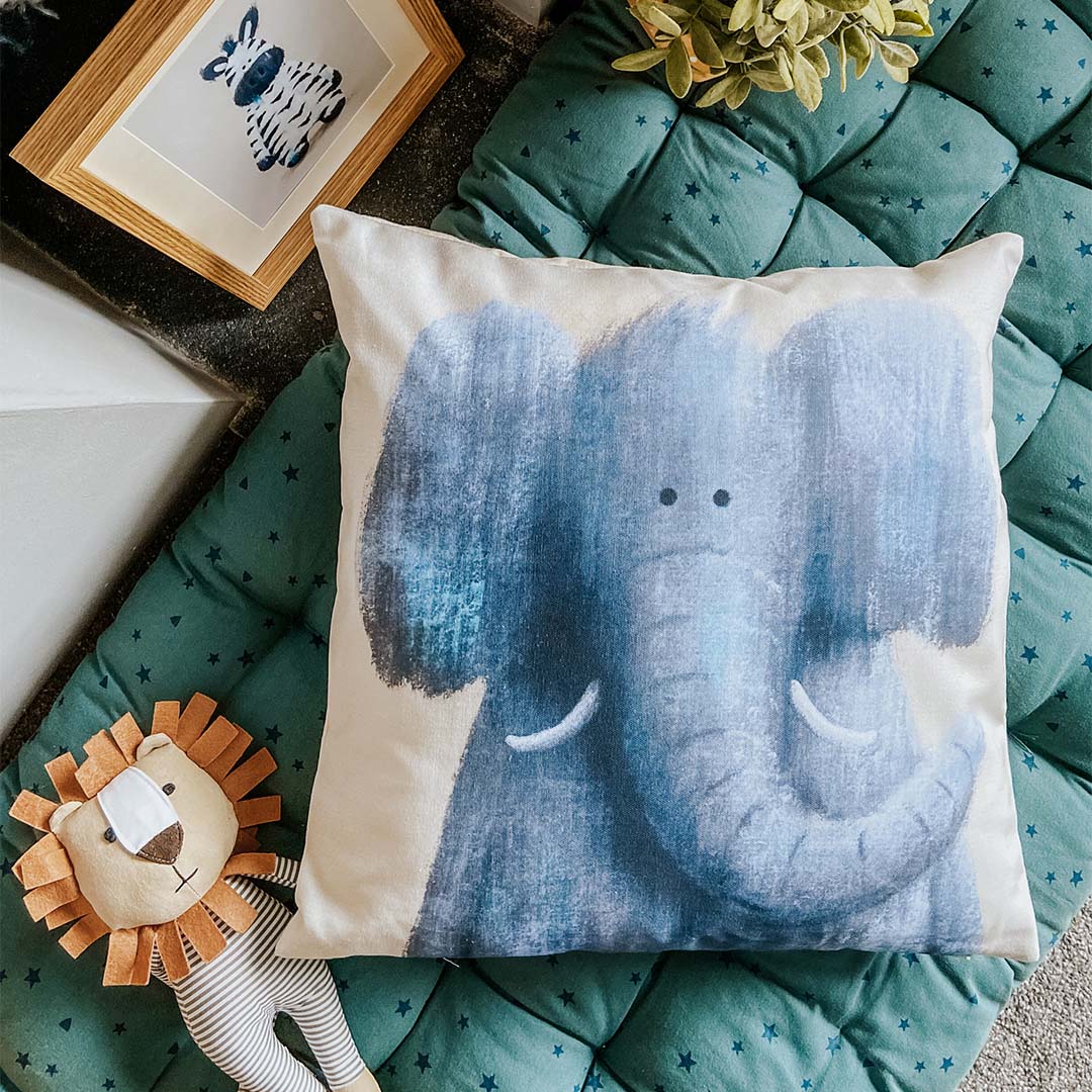 Safari Elephant Nursery Cushion Cover