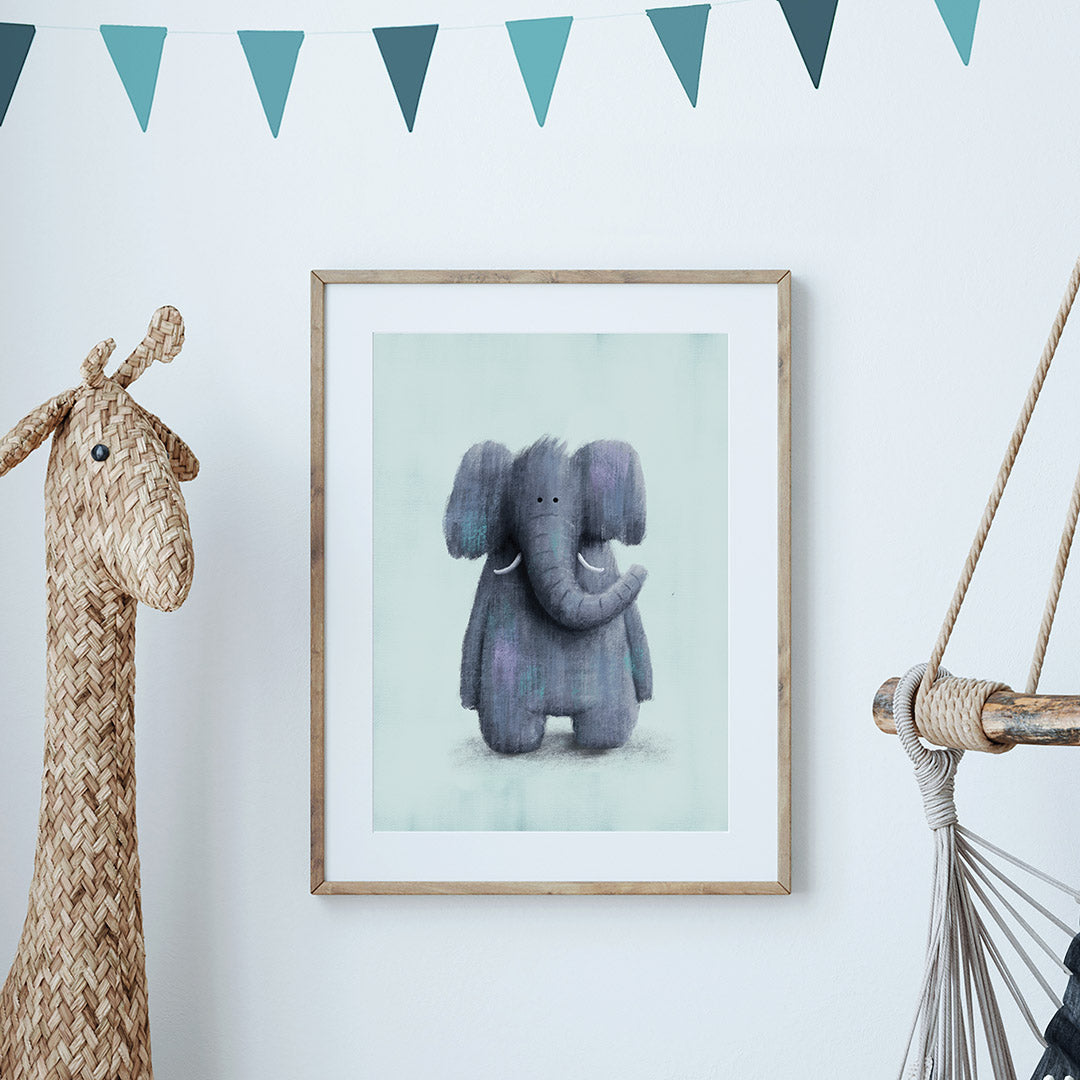 Safari Elephant Nursery Print