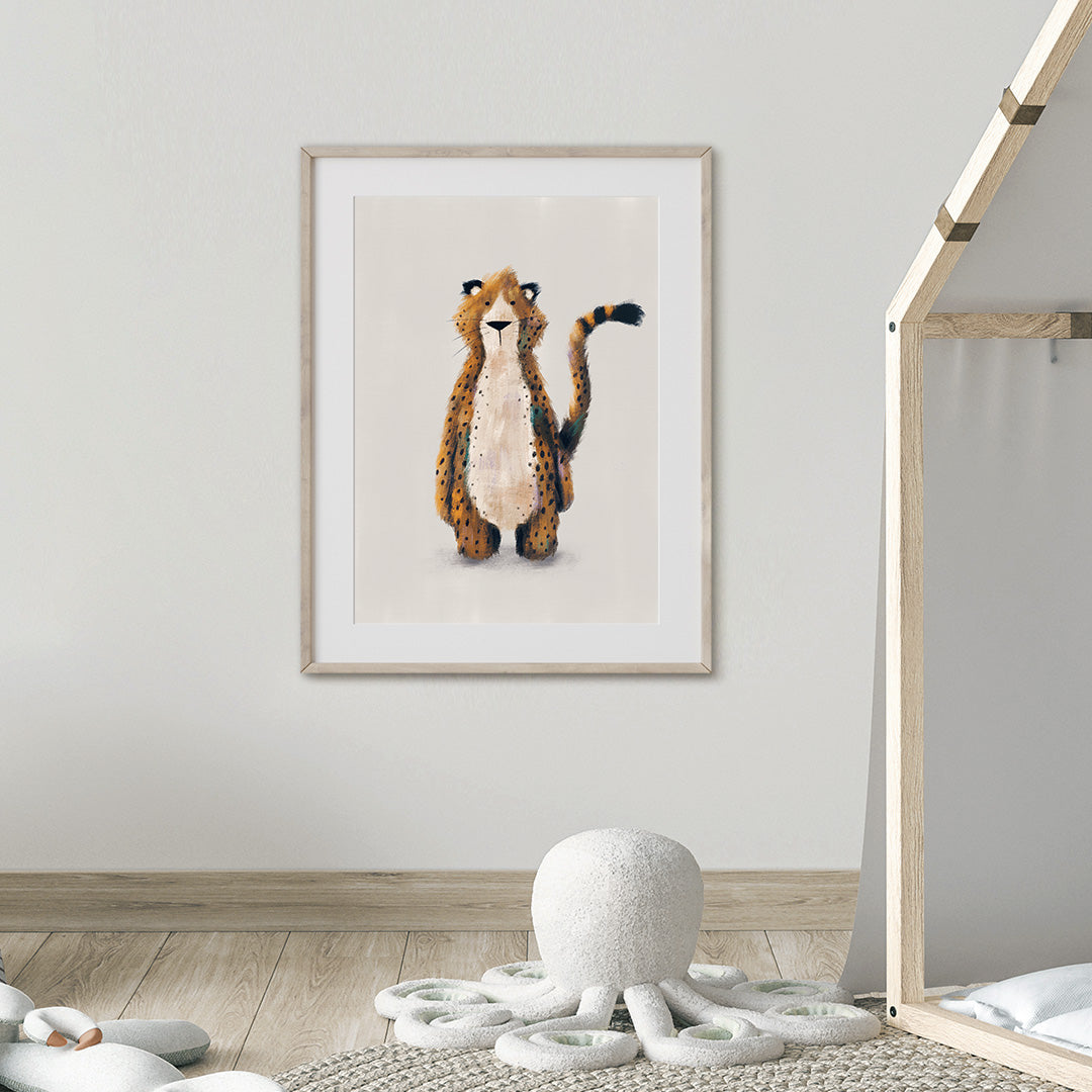 Neutral Safari Cheetah Childrens Nursery Print