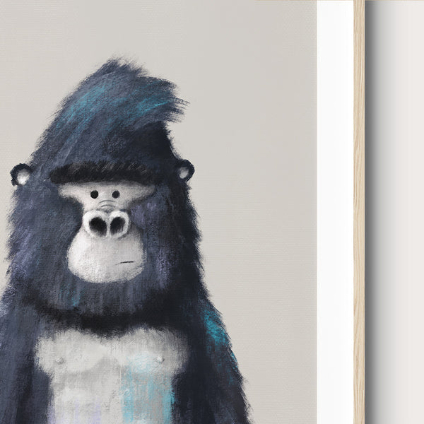 Neutral Jungle Gorilla Childrens Nursery Print