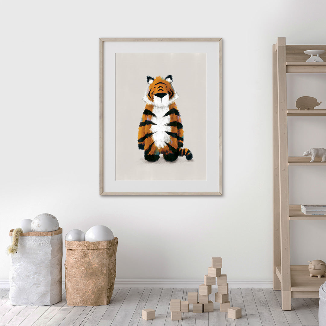 Neutral Jungle Tiger Childrens Nursery Print