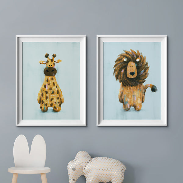 Safari Animals Set of 2 Nursery Prints