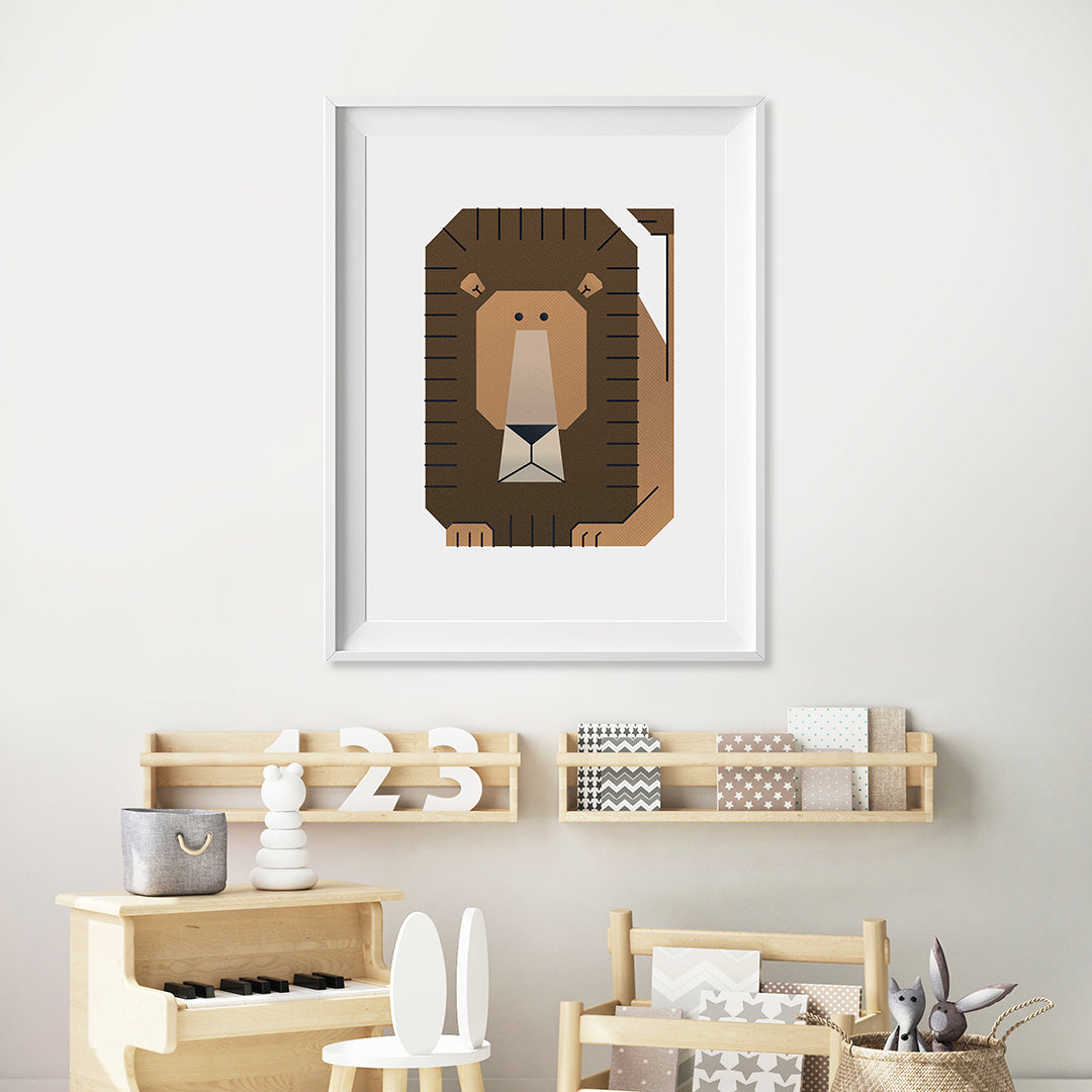 Minimal Lion Safari Nursery Print