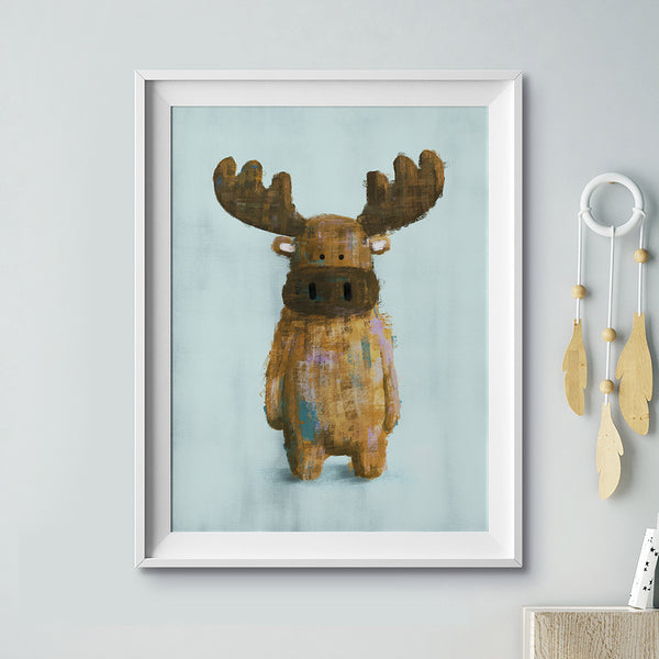 Woodland Moose Nursery Print
