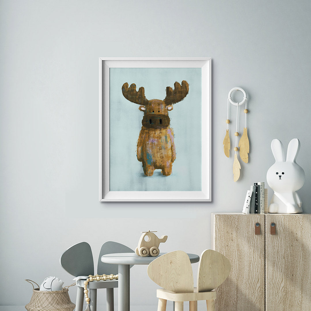 Woodland Moose Nursery Print