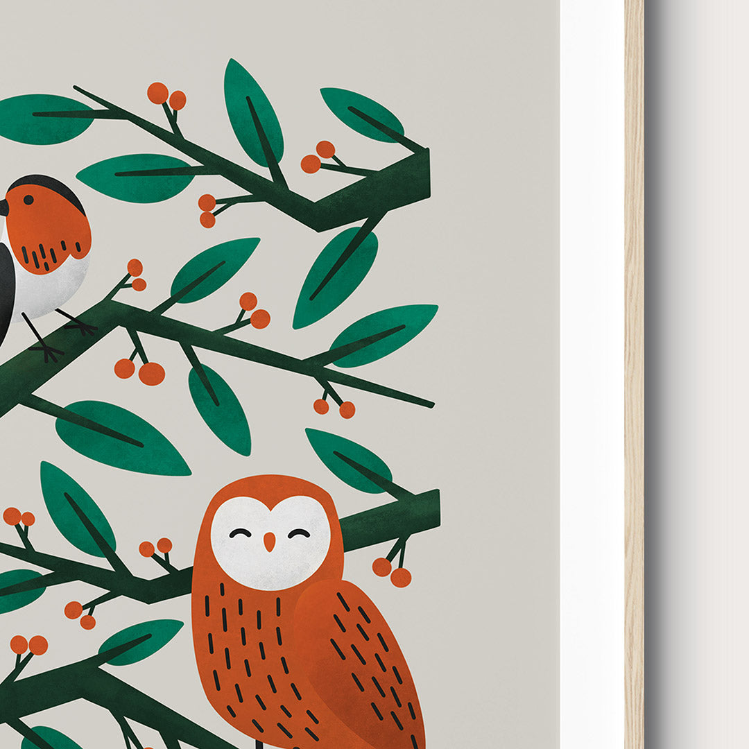 Neutral Scandi Owl Nursery Print