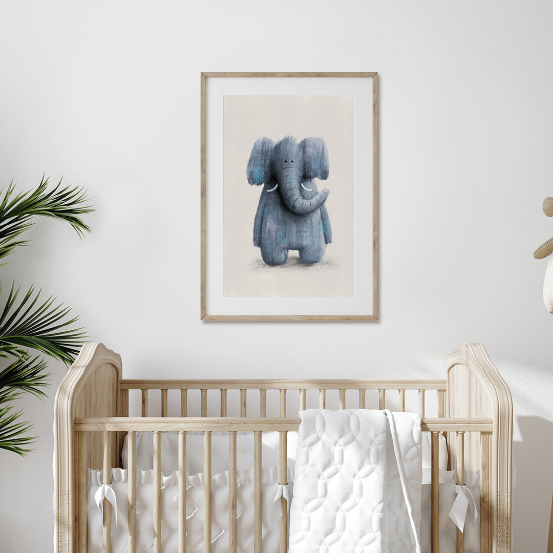 Neutral Elephant Safari Nursery Print