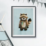 Racoon Woodland Nursery Print