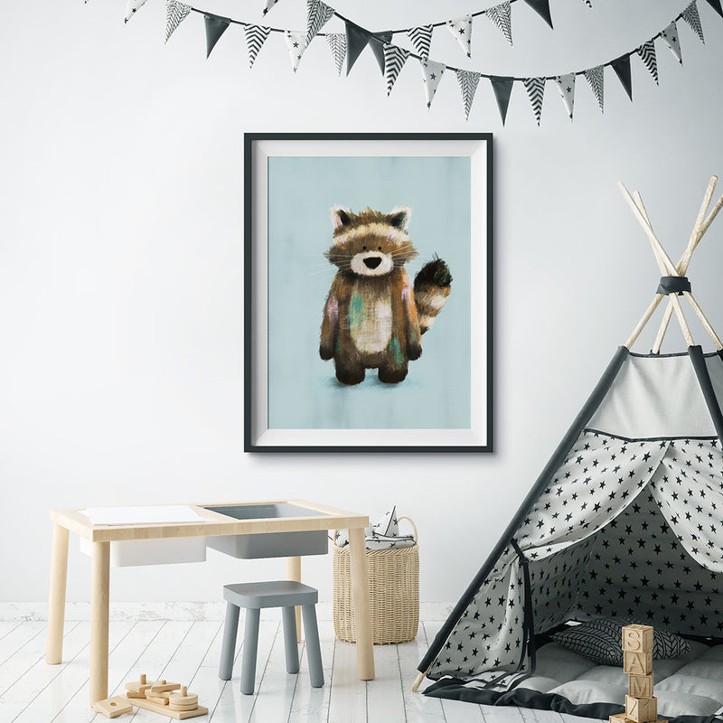 Racoon Woodland Nursery Print