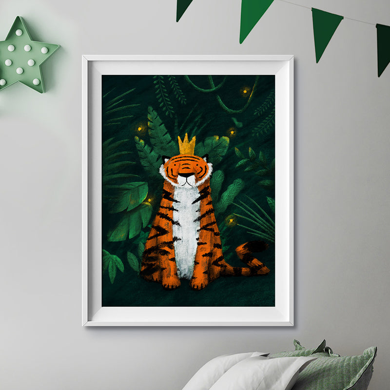Jungle Tiger King Nursery Print