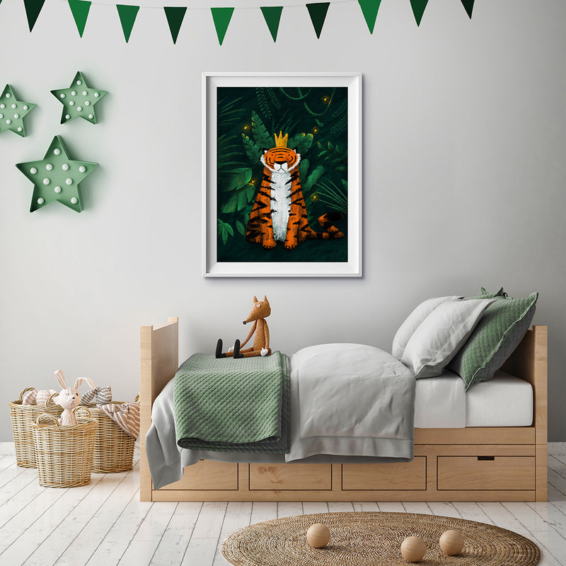 Jungle Tiger King Nursery Print